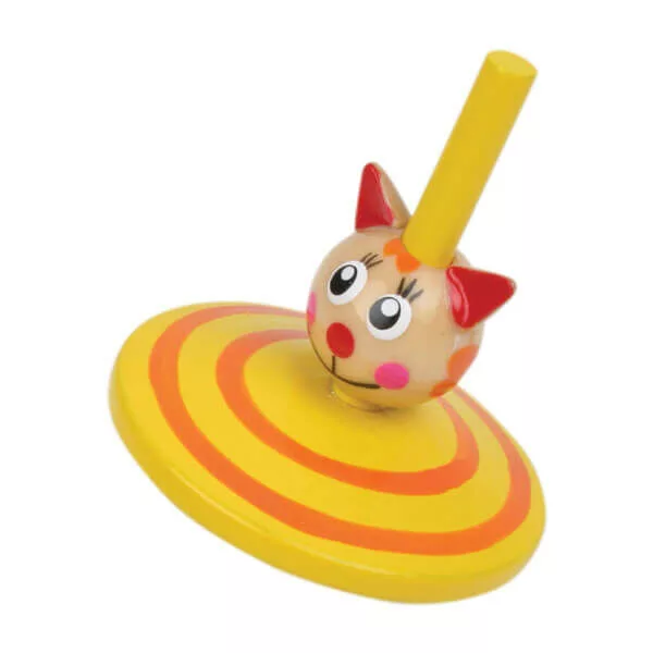 Fából készült cicás pörgettyű