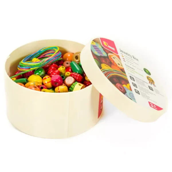 Gyöngyfűző kerek dobozban