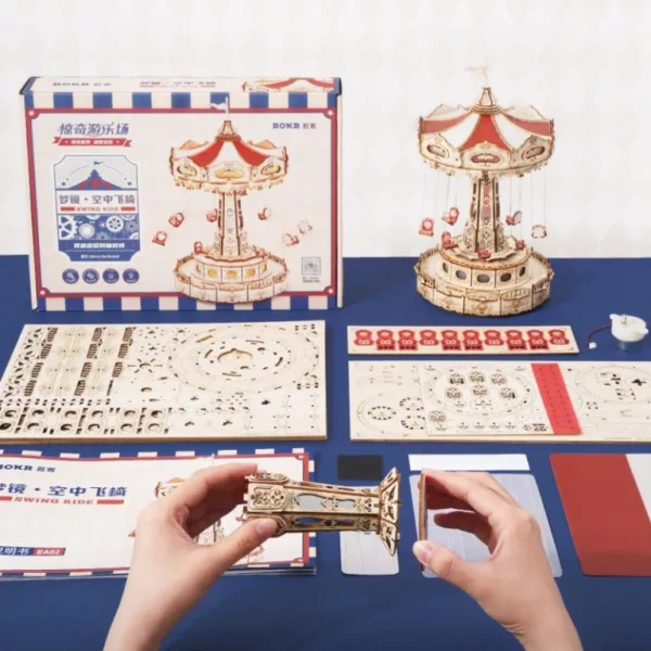 Zenélő, viágító, 3 D puzzle, Körhinta