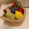 Amigurumi,Gyümölcsös kosár, 6 db gyümölccsel