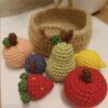 Amigurumi,Gyümölcsös kosár, 6 db gyümölccsel
