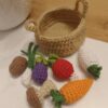 Amigurumi,Zöldséges kosár,7 db zöldséggel