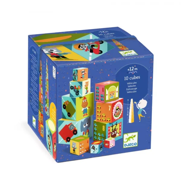 DJECO- Toronyépítő, Autók, 10 vechiles block