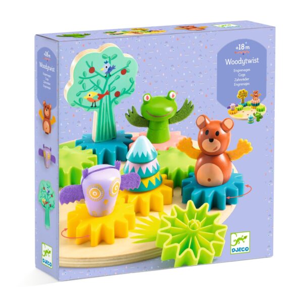 DJECO- Építőjáték- Figurális faforgató- Woodytwist