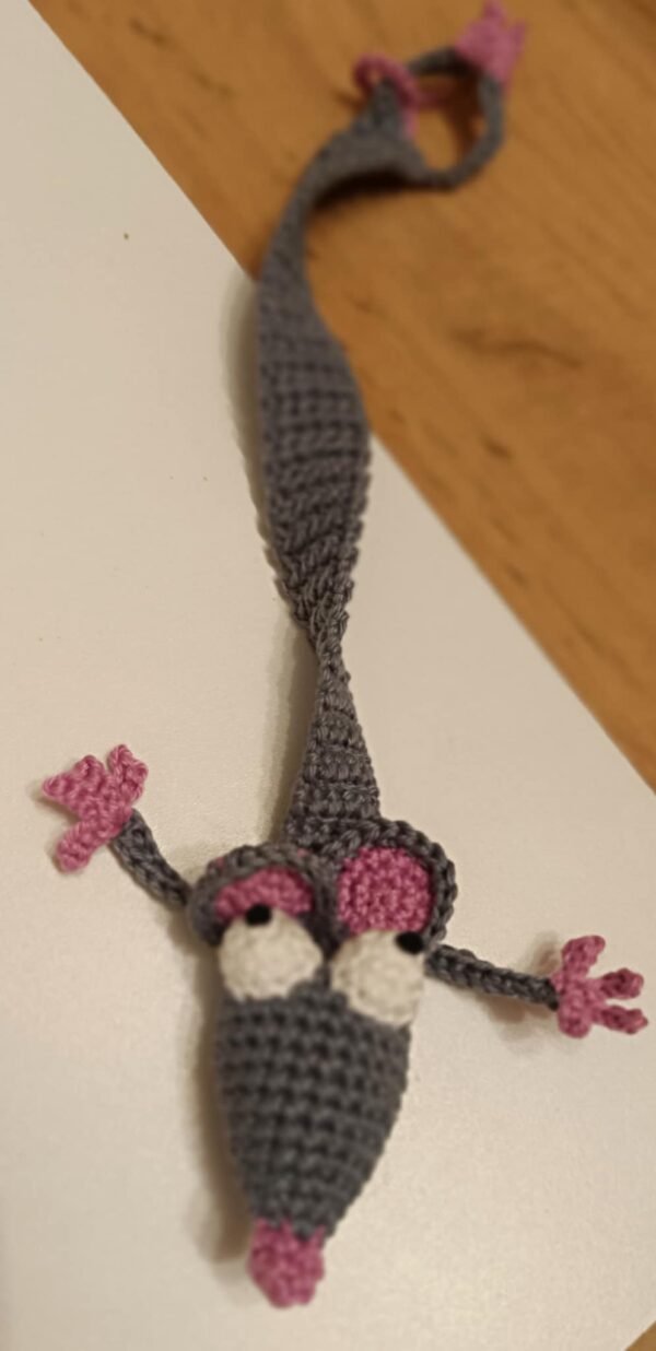 Amigurumi, patkány könyvjelző