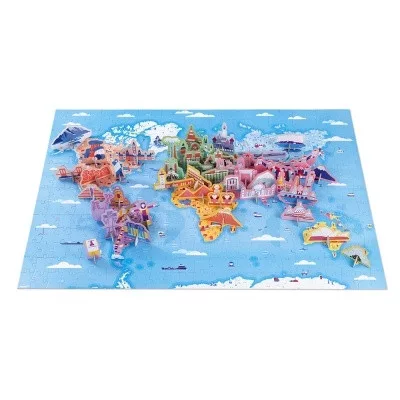 Janod- A világ látványosságai,oktató puzzle, 3D-s kiegészítőkkel