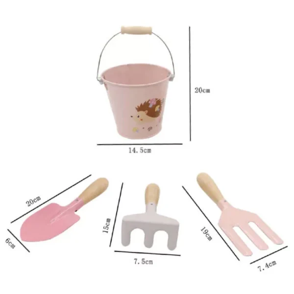 Kerti szerszámok vödörrel (rózsaszín)