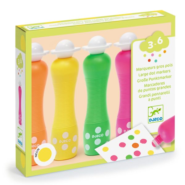 DJECO- Marok filc készlet,4 fluoreszkáló színben-Pontozó színezés