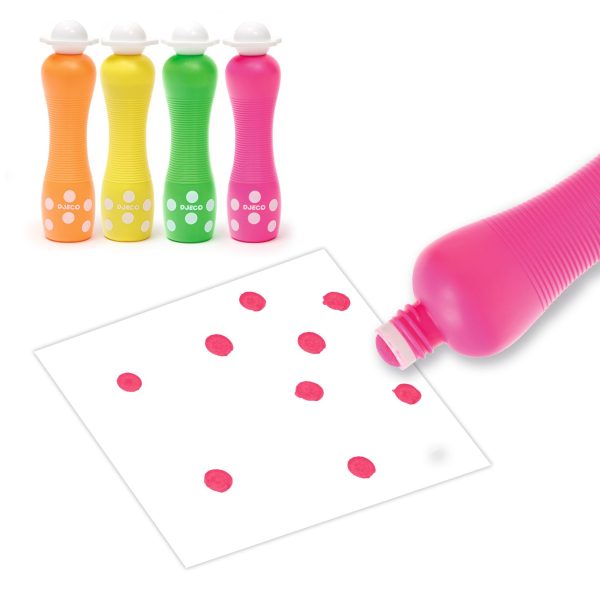 DJECO- Marok filc készlet,4 fluoreszkáló színben-Pontozó színezés